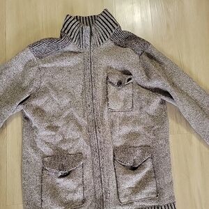 Vintage Mens Cardigan Zip-Up Sweater Preppy Grandpa